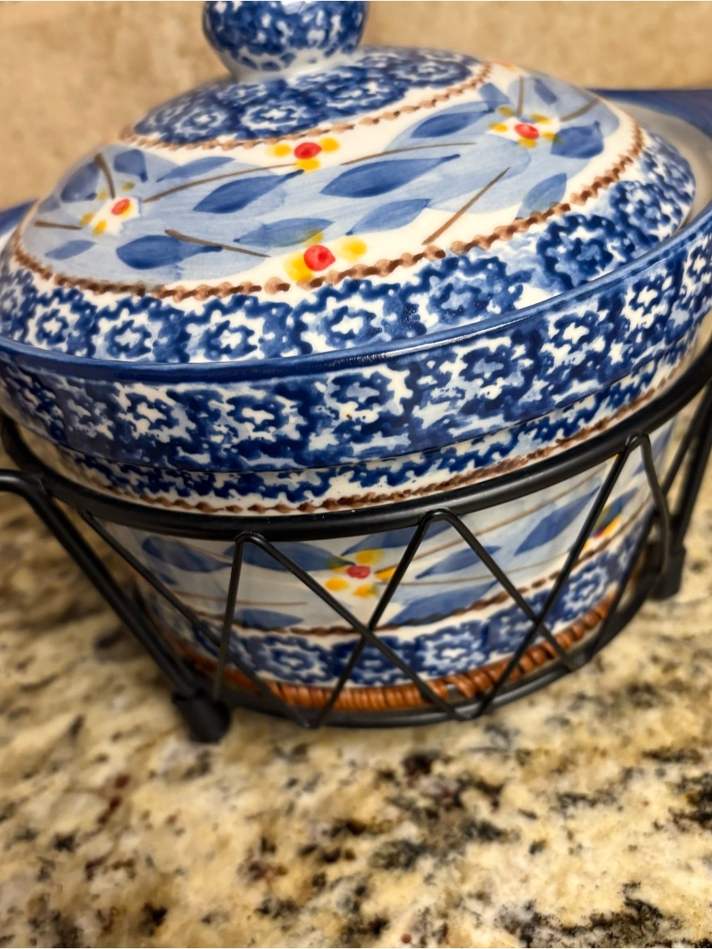 Temp-Tations Blue and White Floral Ceramic Jar